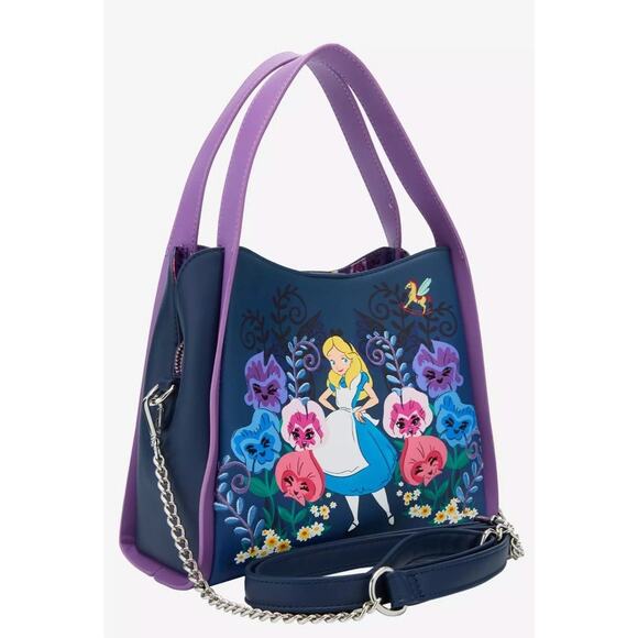 Loungefly Disney Alice in Wonderland Alice & Flowers Convertible Purse - Picture 1 of 8